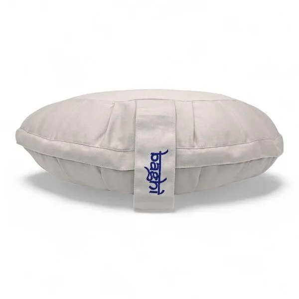 BAGHI BAGHI Meditationskissen Halbmond mit Lotus Bestickung im Farbverlauf Bio-Baumwolle kbA, Hellgrau, – Produktbild 4 von 4