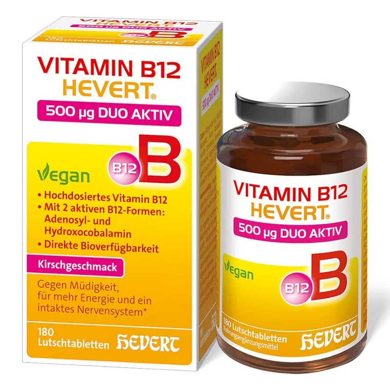 VITAMIN B HEVERT Vitamin B12 Hevert 500 mg Duo Aktiv Lutschtabletten – Produktbild 1 von 1