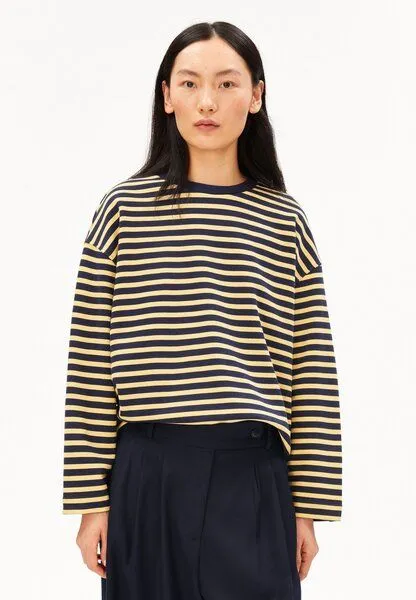 ARMEDANGELS ARMEDANGELS FRANKAA MAARLEN STRIPE Damen Sweatshirt aus Bio-Baumwolle, Golden hay-tinted navy, – Produktbild 1 von 4