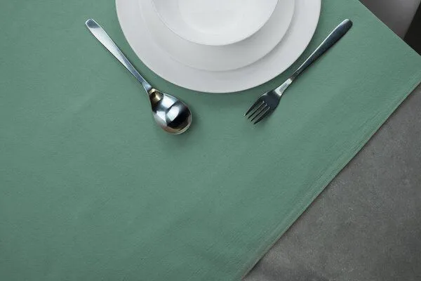jilda-tex jilda-tex Tischläufer Renforce 100% Bio-Baumwolle Uni 50x160cm, Steinblau, – Produktbild 3 von 4