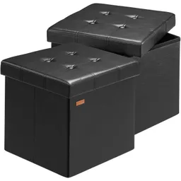 Casaria® Sitzhocker 2er-Set Schwarz Kunstleder 38x38x38cm faltbar – Produktbild 1 von 1
