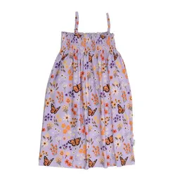 Walkiddy Walkiddy Kinder Trägerkleid GOTS-zertifiziert aus Bio-Baumwolle mit Blumen-und-Schmetterlings-Muster – Produktbild 1 von 1