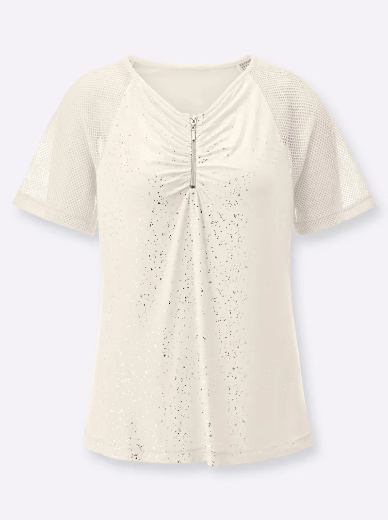Witt Kurzarmshirt champagner-silberfarben-bedruckt, Champagner-silberfarben-bedruckt, – Produktbild 2 von 2