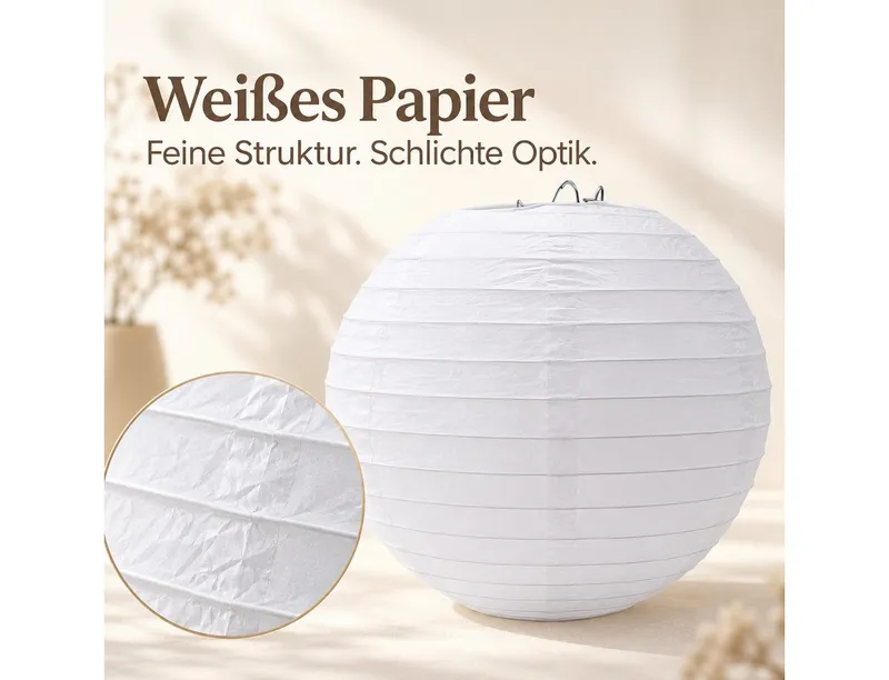 Youyijia Lampenschirm 32 Stück Weiße Papier Lampions Rund – Deko Lampenschirm Set, Weiß, – Produktbild 3 von 5