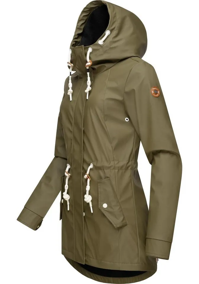 ragwear ragwear Regenmantel Monadis Rainy Intl. modischer Regenparka mit kuschligem Innenfutter, Grün, – Produktbild 3 von 5