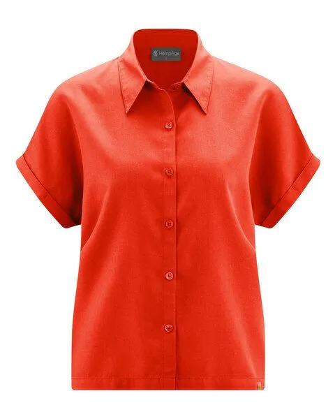HempAge HempAge Damen Lyocell Bluse (auf Hanf Basis) Normal Fit, Magna (rot), – Produktbild 3 von 4