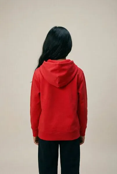 THE FACE OF ELEMENTS THE FACE OF ELEMENTS Playful Color Rush - Relaxed Fit Kids Hoodie aus 100% Bio-Baumwolle, Signal red (rot), – Produktbild 3 von 4