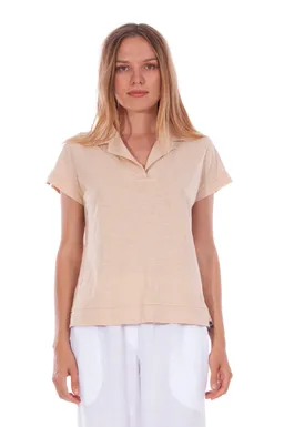 RAVENS VIEW IBIZA RAVENS VIEW IBIZA Damen vegan Polo T-Shirt Alexa Sand Beige – Produktbild 1 von 1