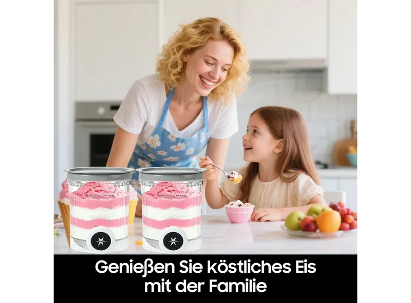 SURFOU Eisbereiteraufsatz 2er-Set Creami Zubehör, 480 ml, für NC700/NC701 Serie, BPA-frei, Spülmaschinenfest, mit grauen Deckeln, Eiscreme-Aufbewahrung, Weiß, – Produktbild 3 von 5