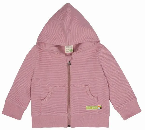 loud + proud loud + proud Babys & Kinder Kapuzenjacke Rippenstruktur, GOTS-zertifiziert, Aster(rosa), – Produktbild 1 von 2