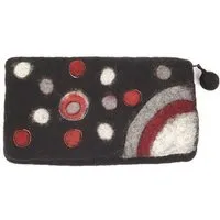 short'n'pietz short'n'pietz handgefilztes Täschchen "Bubble" mit Reißverschluß und Stickerei, Schwarz, – Produktbild 1 von 2