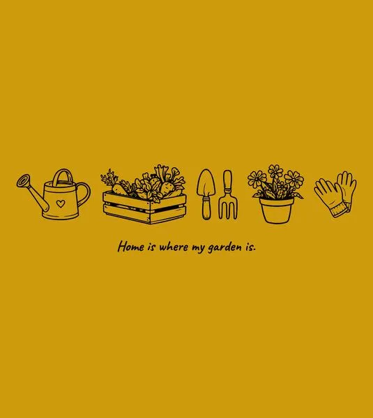 Gary Mash GARY MASH Shirt Asheville Home is where my garden is aus Bio-Baumwolle, Gelb, – Produktbild 2 von 4