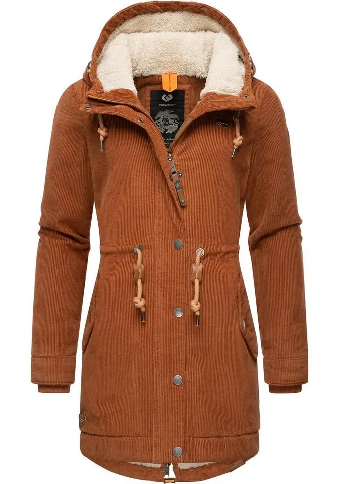 ragwear ragwear Winterjacke Canny Corduroy stylischer Damen Cordmantel mit Kapuze, Braun, – Produktbild 4 von 4