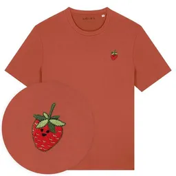 LIGARTI Besticktes T-Shirt – Erdbeere – LIGARTI Tiermanufaktur – Produktbild 1 von 1