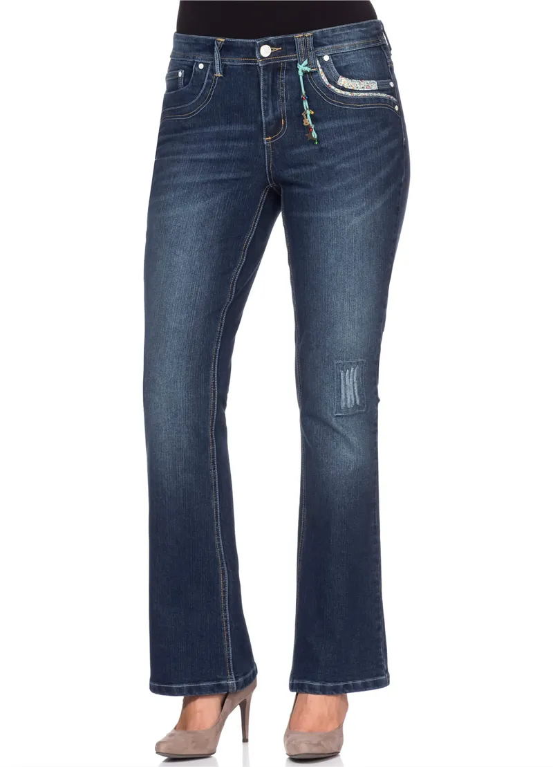 sheego by Joe Browns Bootcut-Jeans, Dark blue denim, – Produktbild 1 von 2