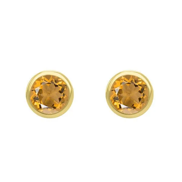 Eppi Eppi Silberne Ohrstecker mit Citrinen in Bezelfassung Wetty, Gold, – Produktbild 2 von 4