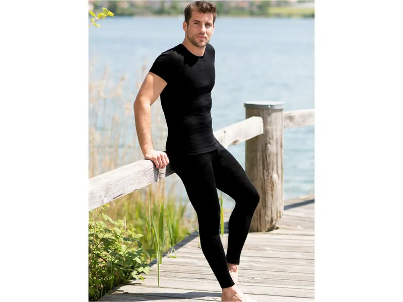 Engel natur Engel Natur Herren Unterhemd Kurzarm Wolle Seide schwarz Gr.46/48, Schwarz, – Produktbild 2 von 2