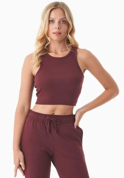ORGANICATION ORGANICATION SONNIA | Cropped Rib Top aus Bio-Baumwolle, Bordeaux, – Produktbild 1 von 4
