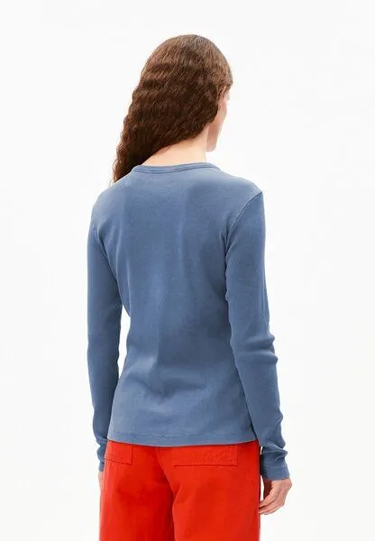ARMEDANGELS ARMEDANGELS GMT DYE RIB Damen Ripp-Longsleeve aus Bio-Baumwoll Mix, Tinted navy, – Produktbild 3 von 5