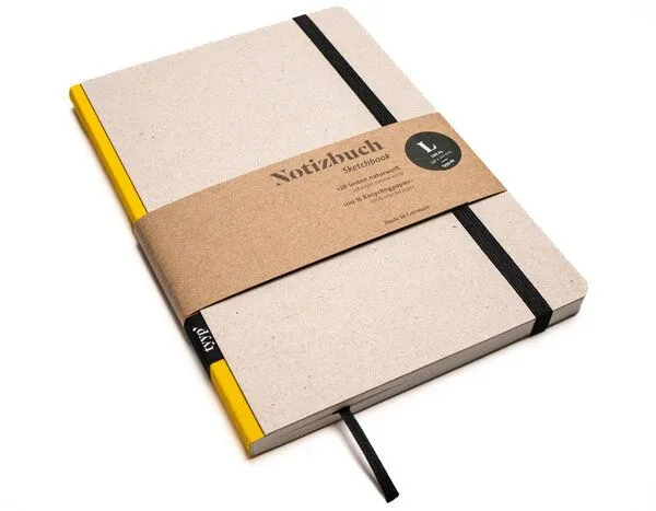 tyyp tyyp Notizbuch A5 – 100% Recyclingpapier – handmade in Germany – Klassik Öko, Gelb, – Produktbild 1 von 4
