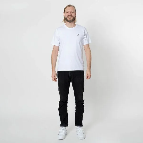 Fyngers Fyngers Unisex T-Shirt aus Biobaumwolle - Modell PEACE mit gestickter Veredelung, Weiss, – Produktbild 1 von 4