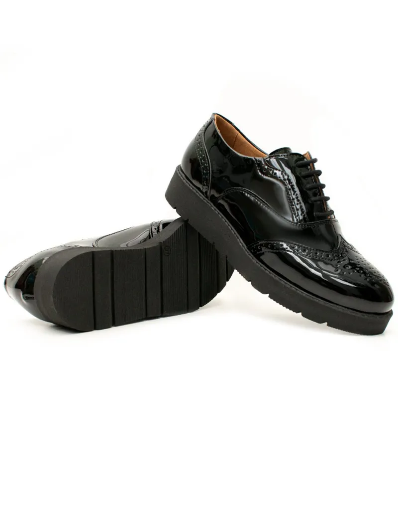 Will's Vegan Store Will's Vegan Store Damen vegan Brogues Flatform Lack Schwarz, Schwarz, – Produktbild 2 von 2