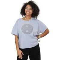 Life-Tree Life-Tree Organic Fairwear Oversize Fit Shirt Women "YinYang", Hellblau, – Produktbild 2 von 5