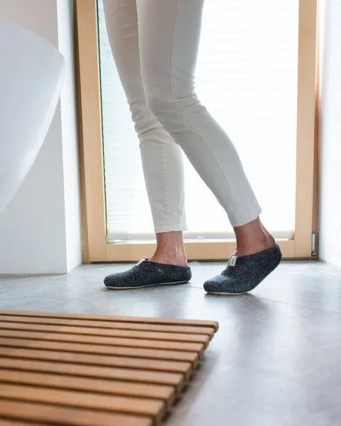BAABUK BAABUK Wollwalk Hausschuhe Modell: Mel, Dark grey (schwarz), – Produktbild 4 von 8