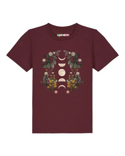 watabout.kids watabout.kids T-Shirt Kinder Moonphases & Flowers, Burgundy, – Produktbild 1 von 2