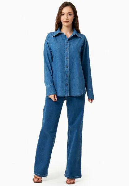 ORGANICATION ORGANICATION Denim-Bluse aus Bio-Baumwolle, Medium blue, – Produktbild 2 von 4