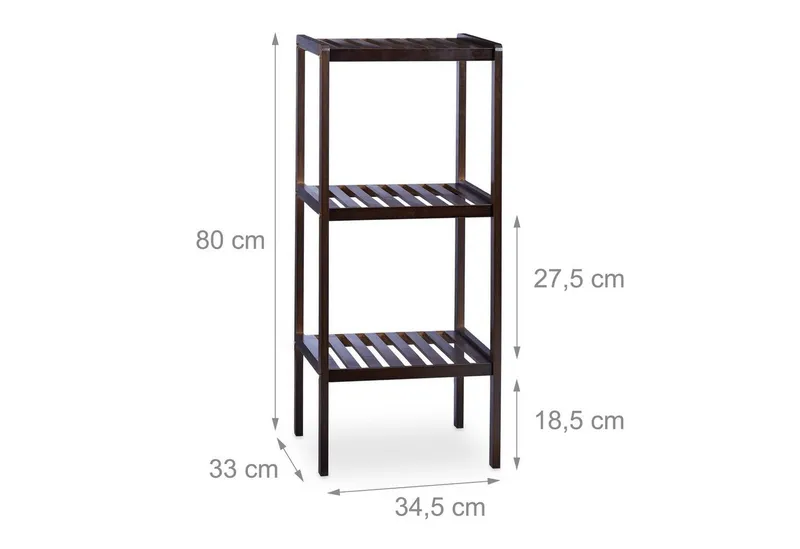 RELAXDAYS RELAXDAYS Badregal Bambus Badregal mit 3 Ablageflächen, 3-tlg., Braun, – Produktbild 4 von 5
