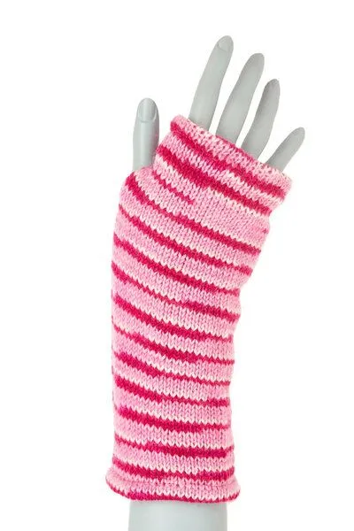 short'n'pietz short'n'pietz Schurwollhandstulpen gestreift, handgestrickt, Türkis petrol, – Produktbild 2 von 2