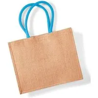 Westford Mill Westford Mill Jute Classic Shopper Tragetasche Schultertasche, Natur/blau, – Produktbild 1 von 1