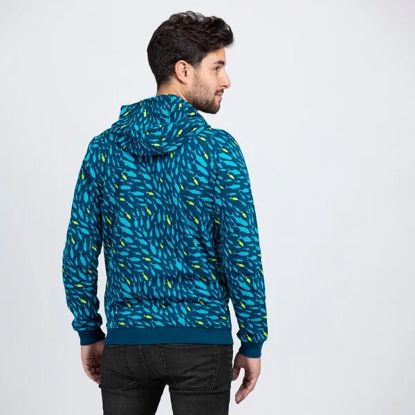 Lexi&Bö Lexi&Bö School of fish Zip Hoodie Herren, Poseidon (blau), – Produktbild 3 von 4