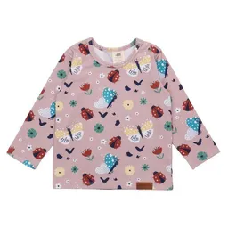 Walkiddy Kinder Langarmshirt GOTS zertifiziert, rosa, Marienkäfer & Schmetterlinge Allover, weich – Walkiddy – Produktbild 1 von 1