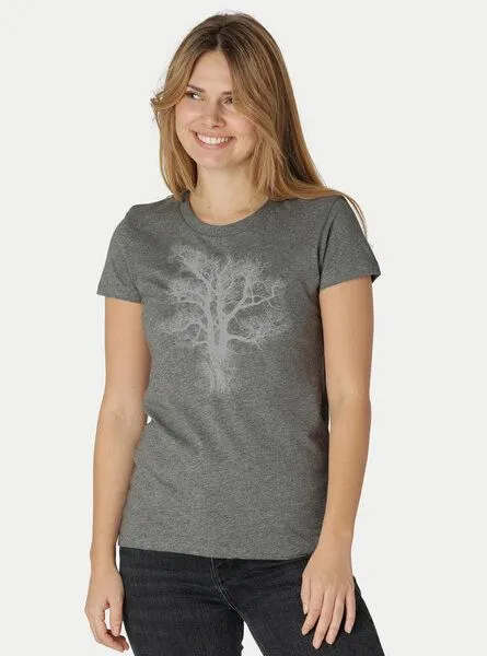 Peaces.bio - handbedruckte Biomode Peaces.bio - handbedruckte Biomode Damen Biobaumwoll T-Shirt Chestnut, Grau, – Produktbild 2 von 3