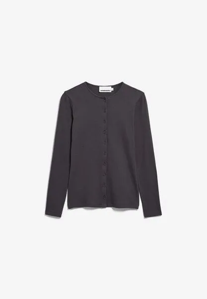 ARMEDANGELS ARMEDANGELS RIB BUTTON Damen Longsleeve aus Bio-Baumwoll Mix, Dark steel, – Produktbild 3 von 5