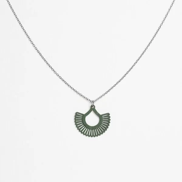 feinformart feinformart Kette mit Holzanhänger 'Boho', Moosgrün (grün), – Produktbild 2 von 5