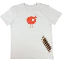 MelaDi Meladi Kinder Shirt aus Biobaumwolle - Roter Vogel auf Natural Raw – Produktbild 1 von 1
