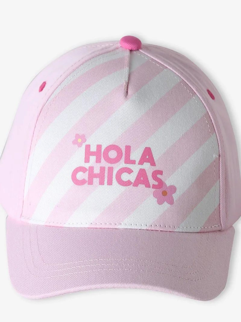 Vertbaudet Baumwollcap mit Schrift HOLA CHICAS Mädchen, Rosa, – Produktbild 3 von 3