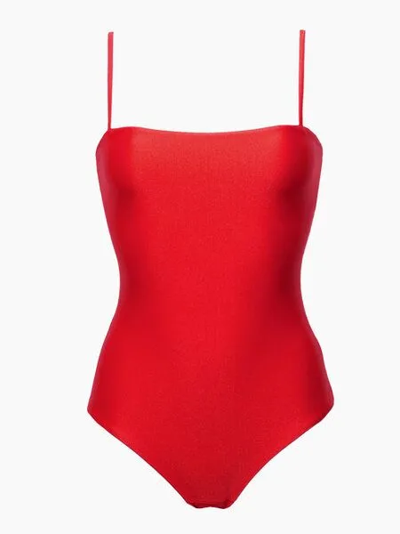 RENDL RENDL Swimsuit No.8 - Minimalistischer Badeanzug mit Spaghetti Trägern, Rot, – Produktbild 1 von 4