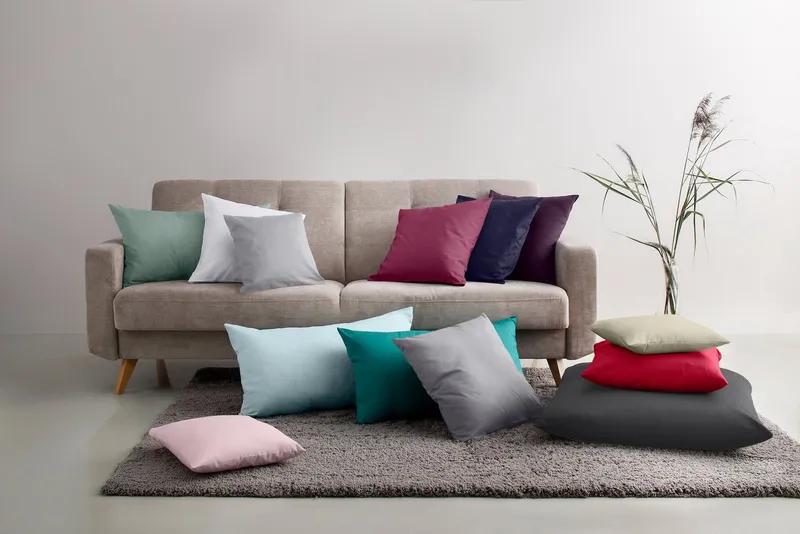 OTTO home Kissenbezüge Luisa, Renforcé, 2er-Set, 100% Baumwolle, atmungsaktiv, (2 Stück), 100% Baumwolle, mit Reißverschluss, atmungsaktiv, uni, Grau, – Produktbild 4 von 7
