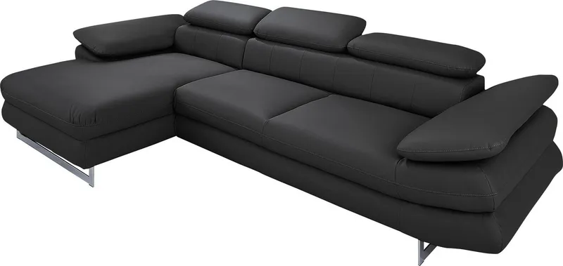 COTTA Ecksofa Solution L-Form, B:286cm,modern mit Relaxarmlehne, Wellenunterfederung, mit Arm- & Kopfteilverstellung, wahlweise mit Schlaffunktion, Schwarz, – Produktbild 4 von 6