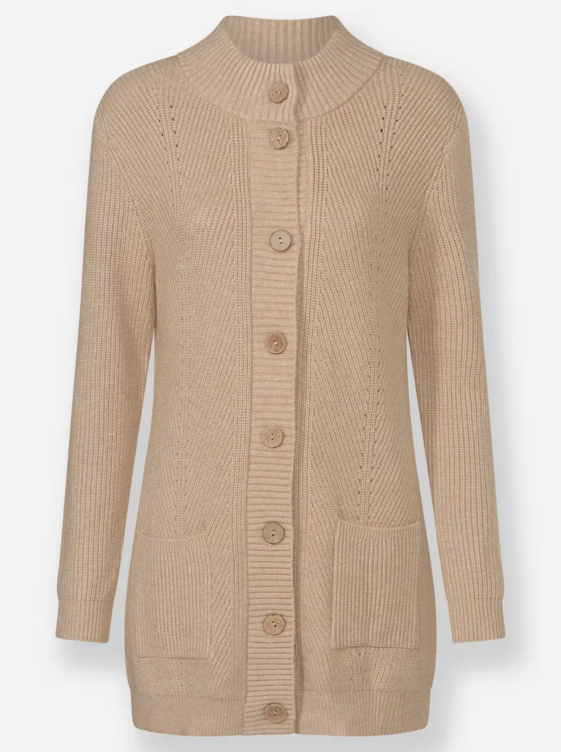 Witt Ajourstrickjacke, Beige-ecru-meliert, – Produktbild 1 von 2