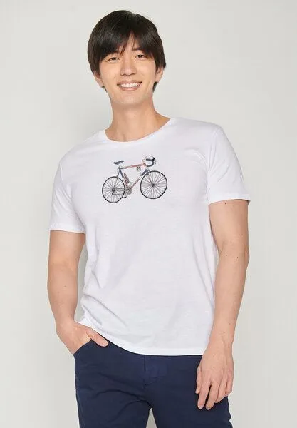 GreenBomb GREENBOMB Bike Mikkel Guide - Sportliches T-Shirt aus Bio-Baumwolle / hochwertiger Print / GOTS / Fair & Vegan, Weiß (weiß), – Produktbild 1 von 4