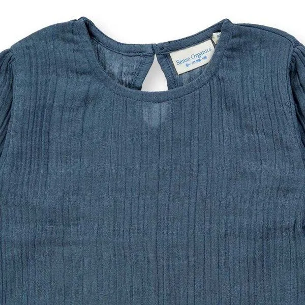 Sense Organics Sense Organics Mädchenbluse, Modell LOBA, Blaugrau, – Produktbild 2 von 3