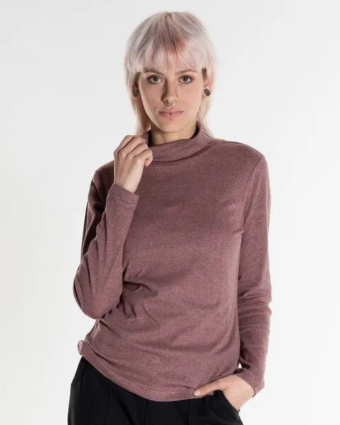 Alma & Lovis Alma & Lovis Rollkragenshirt aus Bio-Baumwoll-Jersey | Melange Rolli, Woodrose, – Produktbild 1 von 4