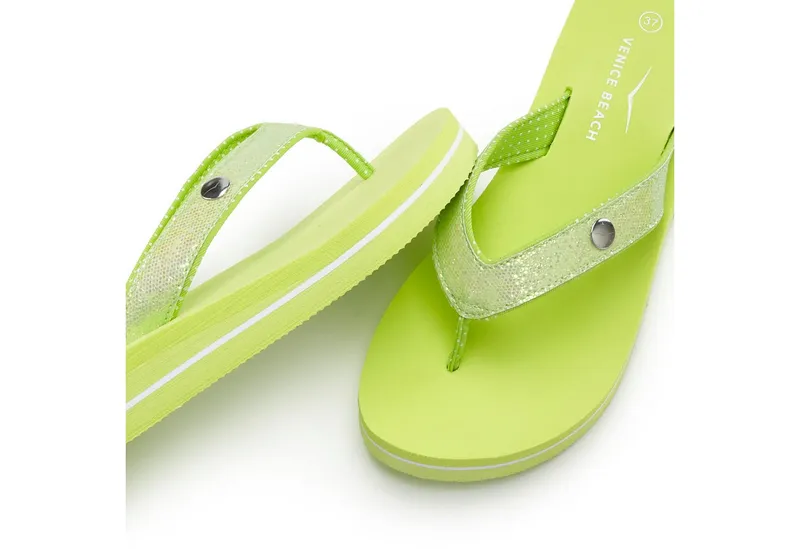 VENICE BEACH VENICE BEACH Sandale, Badeschuh, Badelatsche, Flip Flop, Badeschlappe, Pantolette Badezehentrenner Zehentrenner mit wasserabweisender und leichter Sohle VEGAN, Grün, – Produktbild 1 von 5