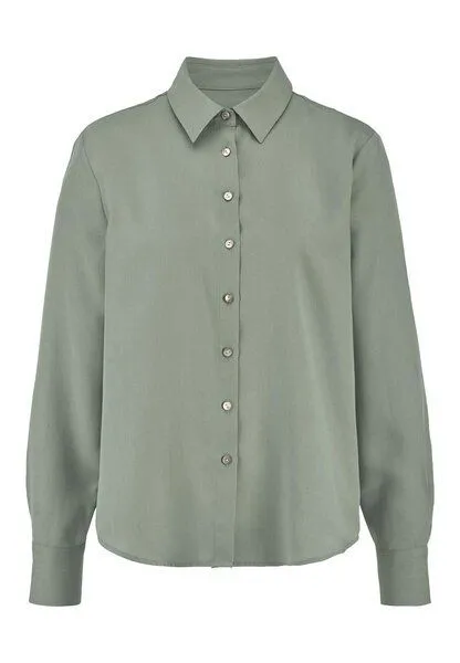 hessnatur hessnatur Bluse Relaxed aus TENCEL Lyocell, Mattgrün, – Produktbild 3 von 4