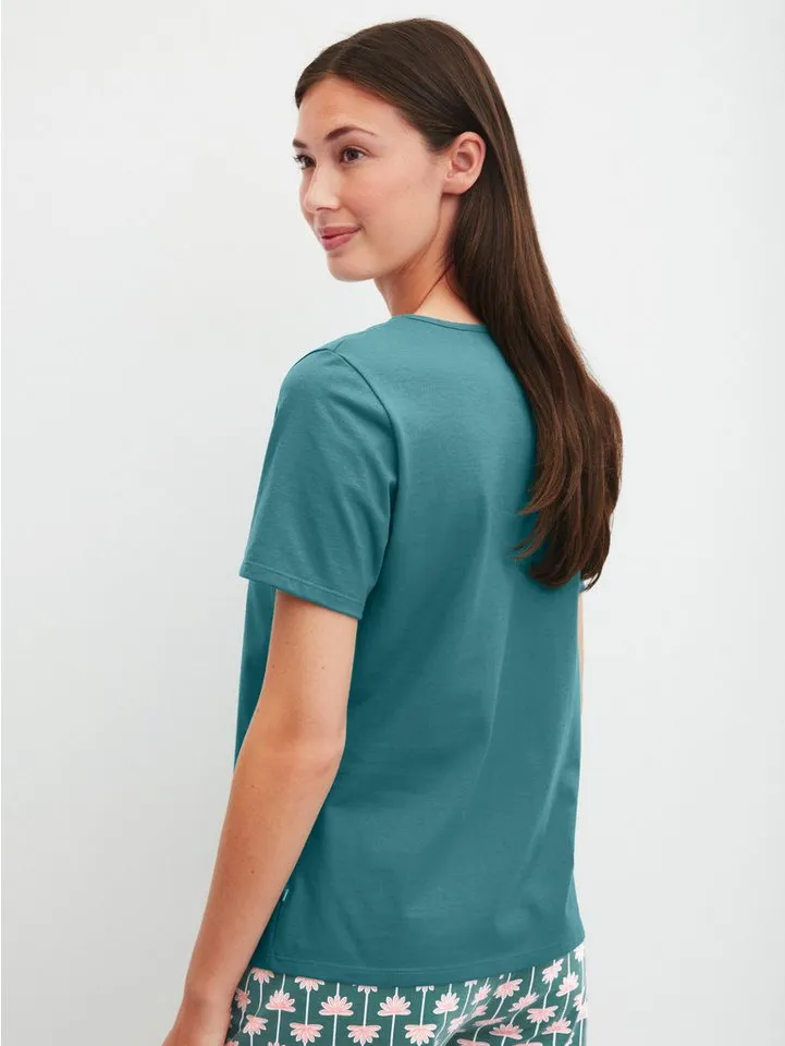 CALIDA CALIDA Kurzarmshirt Favourites Sun Damen (1-tlg) weiche Baumwollqualität und lockere Passform, Blau, – Produktbild 4 von 5